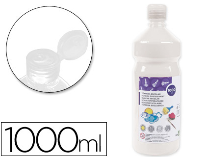 Témpera líquida Liderpapel escolar 1000ml. blanco